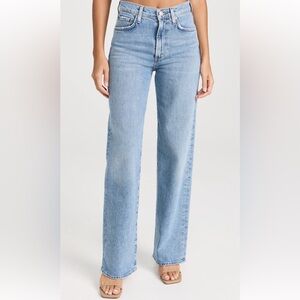 AGOLDE Harper Mid Rise Relaxed Straight Jeans in Flash, size 28